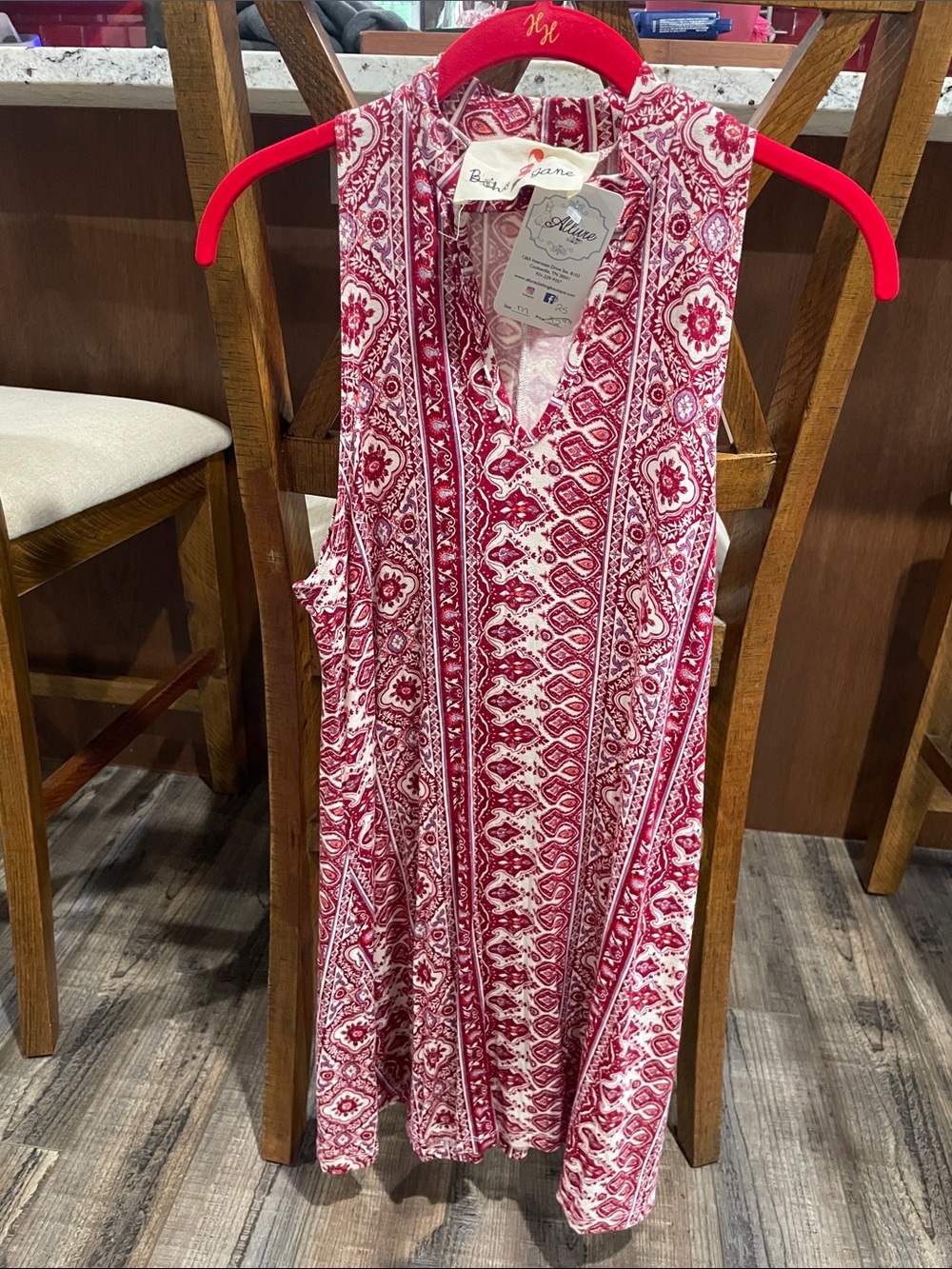 Allure Red and White Paisley Sleeveless Dress